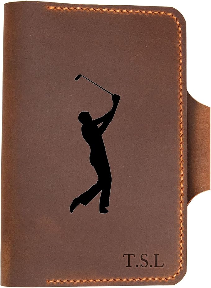 Personalized Leather Golf Scorecard Holder Cover, Handmade Yardage Book Cover Holder With Pencil Holder, Custom Leather Yardage Book Cover Holder, Golf Gift