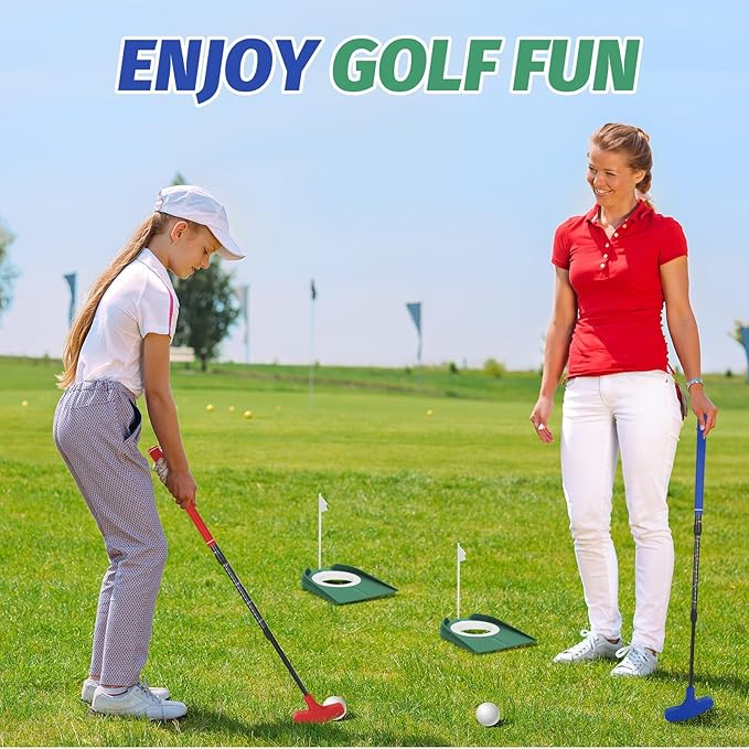 Golf Putter, 2 Pack Golf Putters for Men & Women Two-Way Mini Putter Right or Left Handed Golfers Adjustable Training Club Golf Set with 2 Balls & 2 Flag Cups for Kids,Teenagers, Adults, Blue & Red