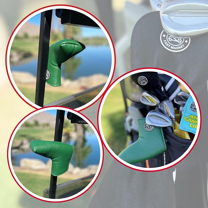 Classic Blade and Mallet Putter Headcovers with Madson Golf Cart Magnet for Secure Positioning and Quick Access, Protective PU Leather Head Covers, Magnetic Golf Accessories