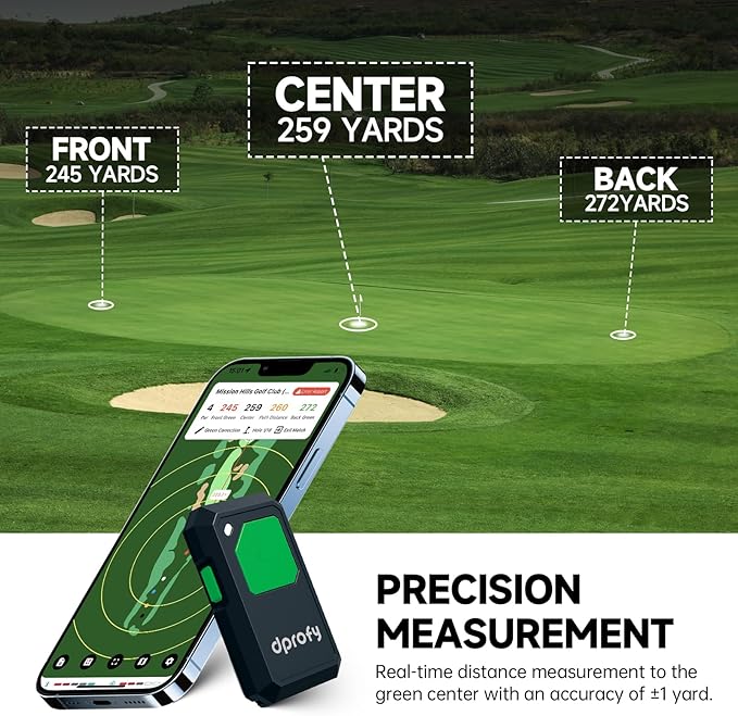 Dprofy Golf GPS Range Finder Work with Dprofy APP, 2Pcs Golf GPS Devices with Voice Output Course and Hole Distance Information, Support Two People Use