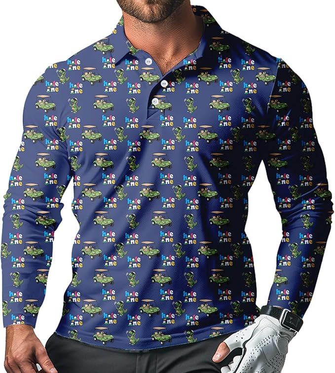 Men's Long Sleeve Golf Shirt Quick Dry 3 Button Work Fishing Outdoor Casual Collar Shirt