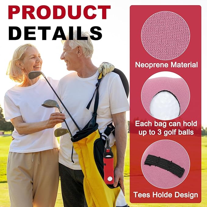 uxcell Golf Ball Carry Bag, Waist-Mounted Storage Bag Neoprene Golf Tee Holder Pouch with Lightweight Hook for Men and Women