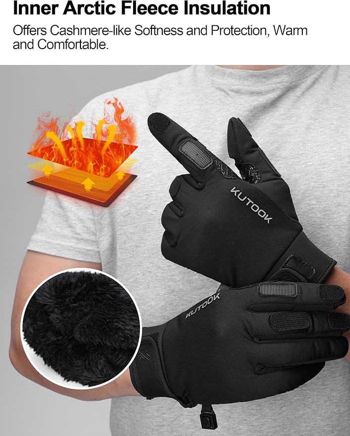 KUTOOK Winter Fishing Gloves for Men& Women Waterproof Glove Cold Weather Hunting Photography Shooting Hiking