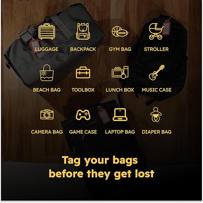 Smart Luggage Tags | Privacy QR Code Luggage Tag Keeps Personal info Private | Customizable Travel Suitcase Tags for Women Men | Use with GPS Bag Locator Tracking Tags, Air Tag for Android or iOS