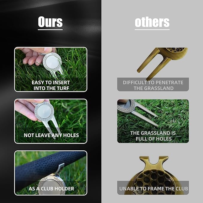 Mile High Life Golf Divot Repair Tool with Magnetic Golf Ball Marker, Golf Club Holder, Golf Gift for Golfer