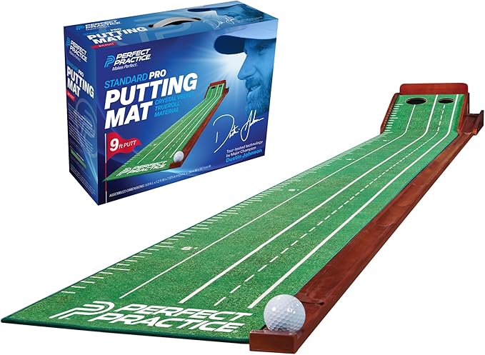 Perfect Practice Golf Putting Mat - Portable Putting Green, Indoor & Outdoor Practice, with Ball Return - Golf Training Aid for Home, Office, Backyard - Golfing Gifts for Men