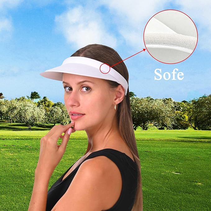 2 Pack Visor Women Men Sun Hat Clip On Visors Adjustable Sport Wide Brim Cap