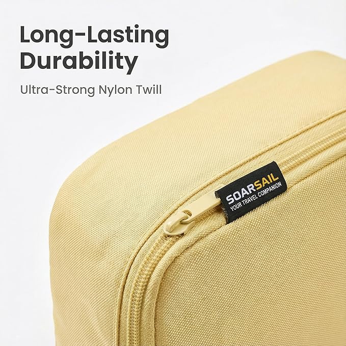 6 Set Compression Packing Cubes for Travel, Large Medium Small Luggage Organizers, Storage Bags for Clothes and Essentials (6 Pack, Bright Yellow)