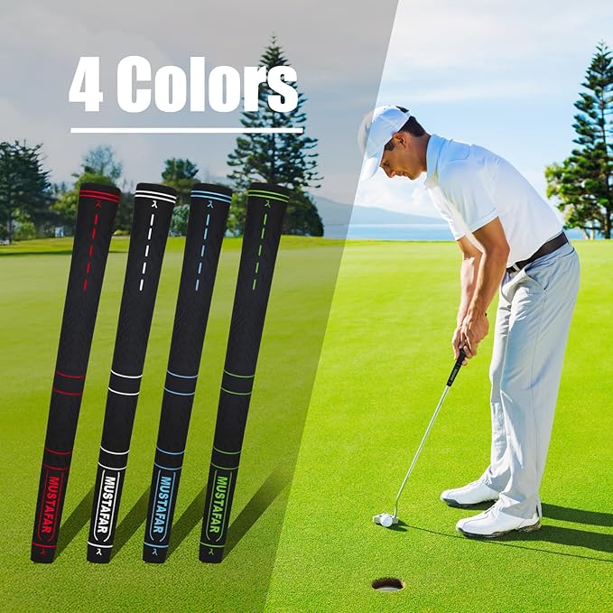 MUSTAFAR Premium Rubber Midsize Golf Grips 13 Pack -Enhanced Traction and Comfortable,Durable Golf Club Grips 4 colors Available