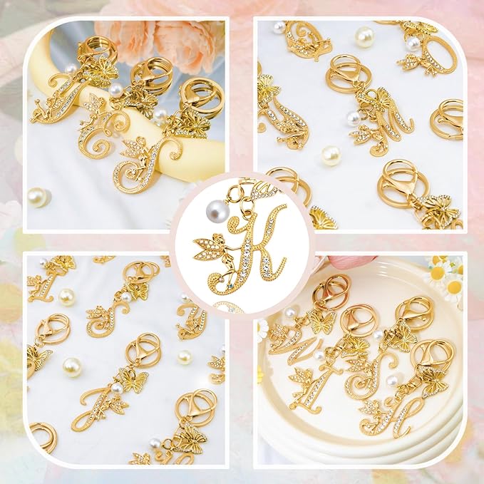 Initial Keychain Bag Charm Women Purse Charms for Handbags Accessories Charm for Wallet Butterfly Pendant for Girls