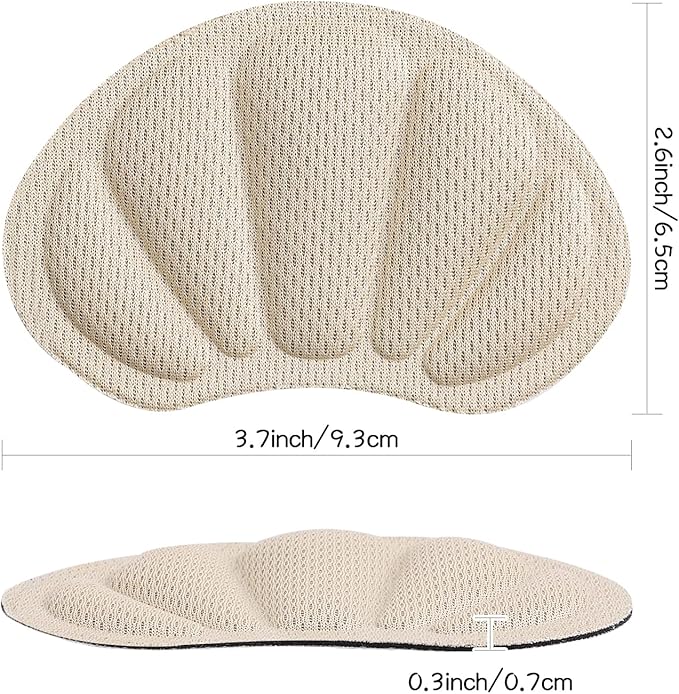Back of Heel Cushion Pads, Adhesive Heel Grips Inserts for Loose Shoes, Shoe Slip, Heel Pain and Blister, 8PCS-Beige