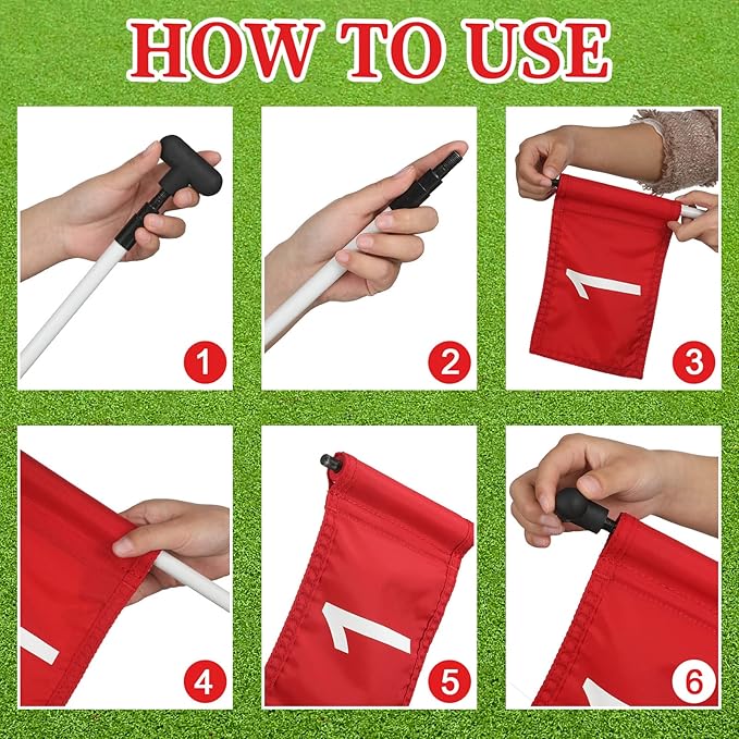 Riakrum 9 Pcs mini golf flags for yard 8.9 x 5.7 Inch 1-9 Nylon golf Pin Flags for putting green with Tube Inserted Numbered Yard Indoor Outdoor hole Backyard Garden Practice