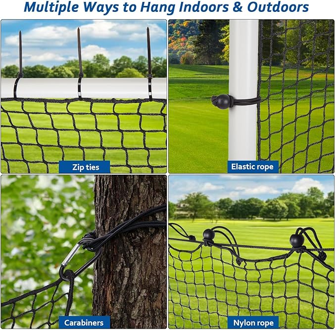 WELSPO Heavy Duty Ball Netting - Sports Practice Barrier Net, 10x10ft/10x15ft for Golf, Baseball, Hockey, Soccer