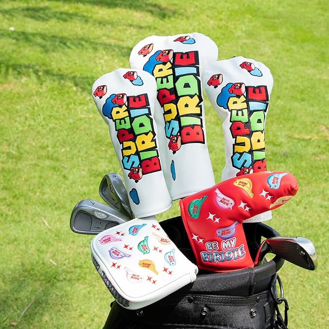 Golf Mallet Putter Cover, Square Mallet Putter Cover with Strong Magnetic Closure, Colorful Birdie Design Putter Head Cover Waterproof PU Leather Mallet Putter Headcover
