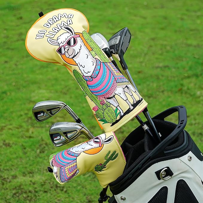 Funny Golf Club Head Cover Driver Headcover Fairway Wood Headcover Hybrid Club Head Cover Alpaca