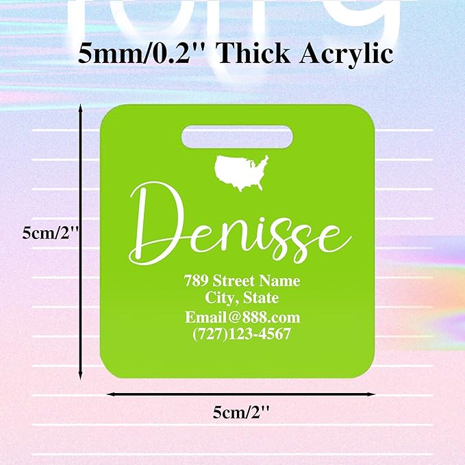 Personalized Luggage Tags for Suitcases,Custom Acrylic Tags with Hole & Steel Loop for Travel,Backpacks,Golf,Bagwine Cup,Waterproof (Green)