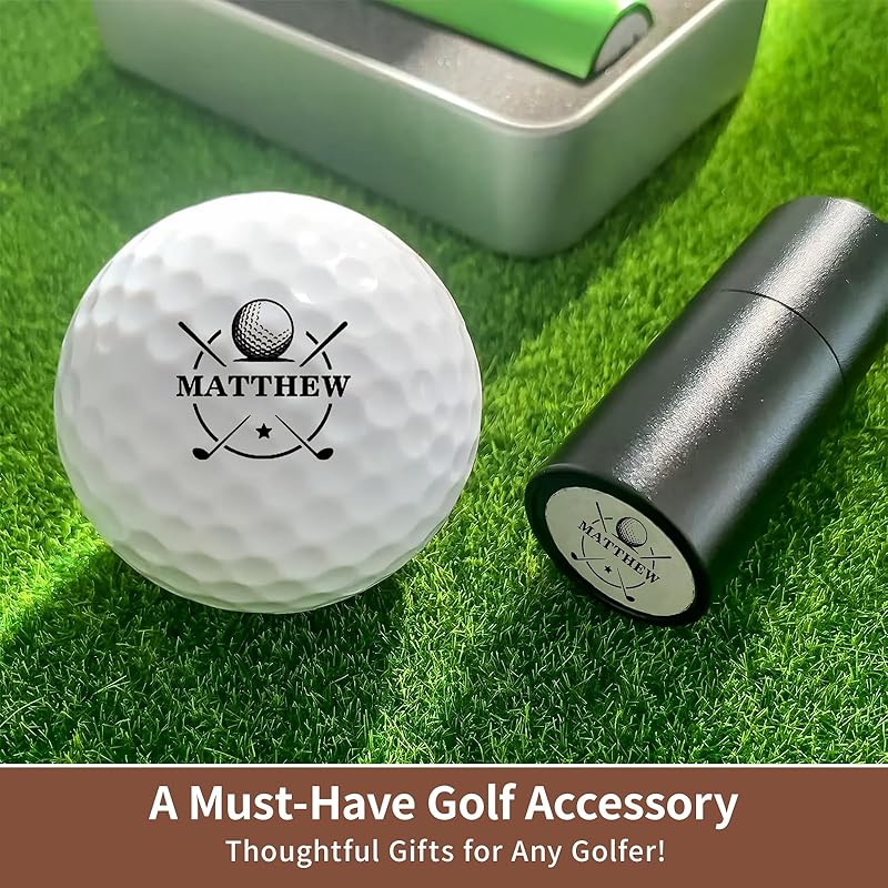 BLEGGEIT Personalized Large Golf Ball Stamp – 20 mm Logo, with Metal Storage Case, Custom Name or Logo, Reusable Golf Ball Marking, Men's Golf Accessories, Gifts for Golf Lovers, Golfers, Dad, Husband