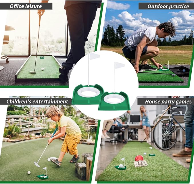 Sotiff Golf Putting Practice Cup Hole Training Aids Golf Accessories Training Putters with Plastic Flag for Adult Green Office Garage Yard Indoor Outdoor Practice(White)