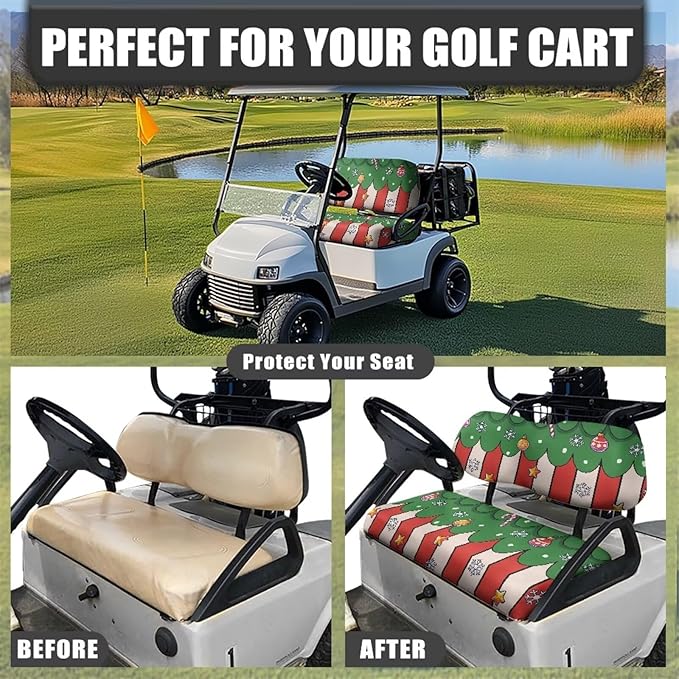 Golf Cart Seat Covers, Universal Fit & Nonskid Bottom Fits for Club Car 2 Person Seats Golf Carts