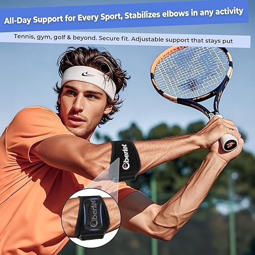 Tennis & Golfer's Elbow Brace for Men & Women with Tendonitis & Elbow Pain Relief - Adjustable Strap & Compression Pads, Arm Forearm Support Band - Rose Red 1 Pack