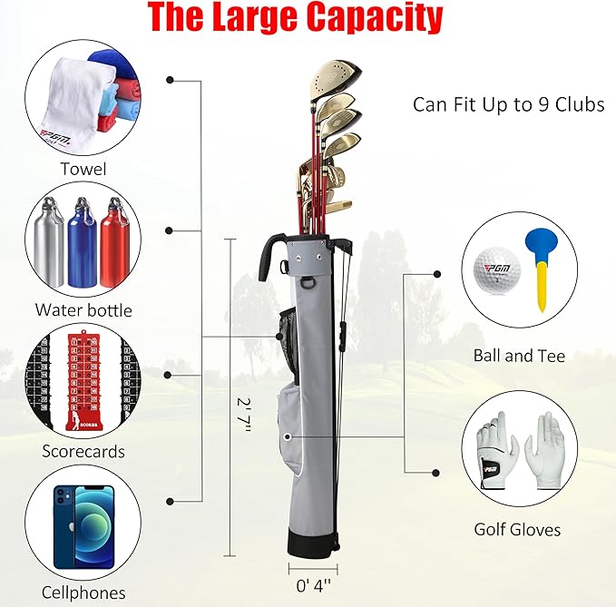PGM Sunday Bags - Lightweight Golf Bag with Strap, Stand, Easy to Carry - Durable Pitch Putt Bag for Short Courses