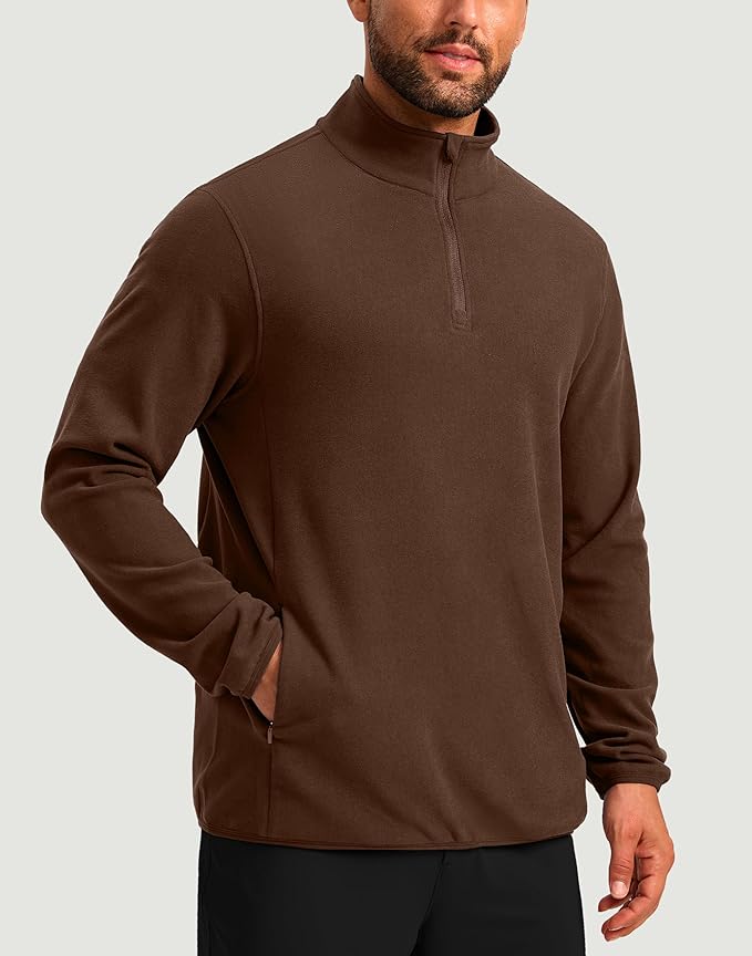 G Gradual Mens Quarter Zip Pullover Fleece with 2 Zipper Pockets Long Sleeve Golf Shirt Winter Athletic Sweater Lightweight