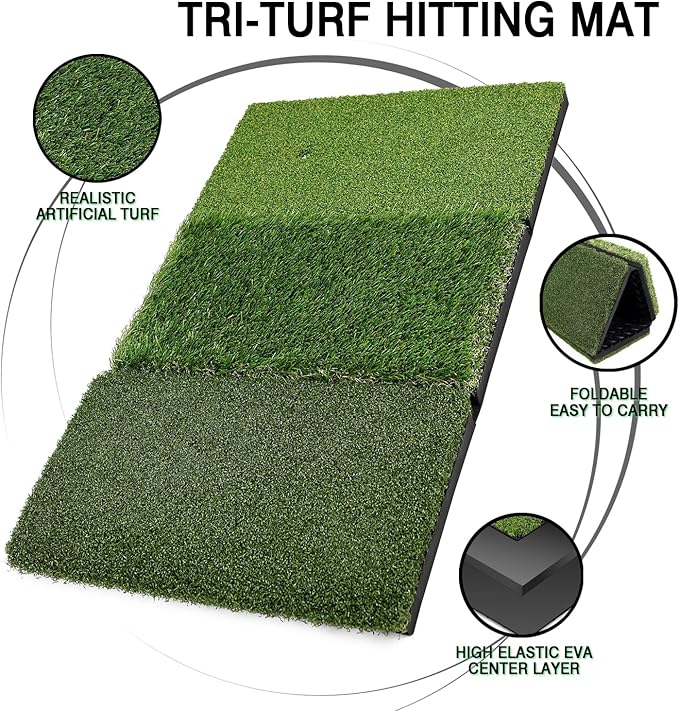 Professinoal Golf Chipping Net with Golf Hitting Mat,12 Practice Foam Balls and 2 Pixing Pins, for Indoor and Outdoor Target Chipping Training