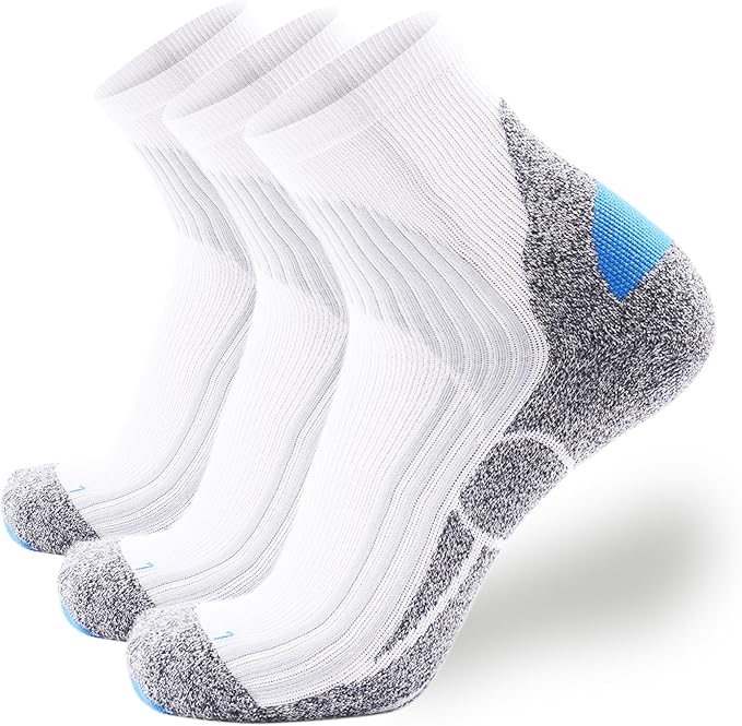 Tactia Full Cushion Compression Socks Men, Coolmax No-Blister Wicking Padded Heel, Quarter Socks for Tennis Golf Hiking Work