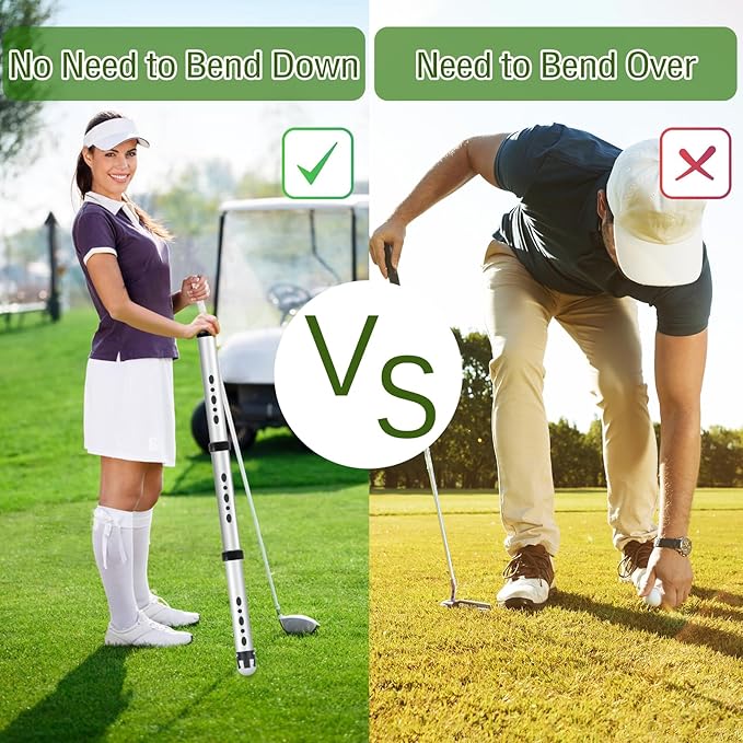 Golf Ball Retriever with Storage Bag, Detachable Golf Ball Picker Upper Tube, Aluminum Alloy Golf Ball Collector, 40 Inch Golf Balls Shagger Grabber for Men Women, Hold up to 24 Golf Balls