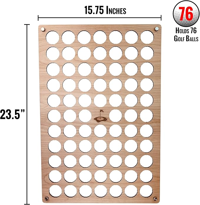 Torched Golf Ball Display Holder Collector’s Case Holds 76 Golf Balls Wall Mount Decor
