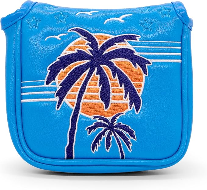 Montela Golf Club Covers Summer Coconut Tree Golf Putter Cover Driver Cover Fariway Wood Headcover Hybrid Covers Mallet Putter Headcover Blade Golf Headcover for Most Brand