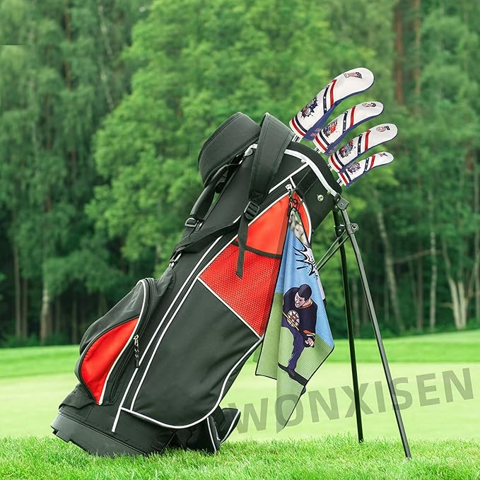 Golf Club Headcover for Drivers, Fairway Woods, Hybrid/Rescue Funny Style Premium Leather Golf Headcovers Set with Embroidery Tags