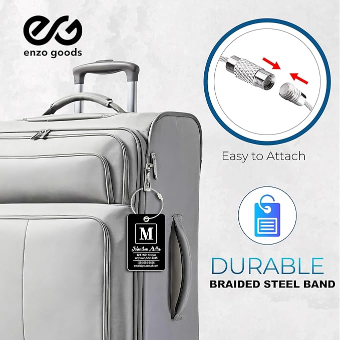 Personalized Luggage Tag | 10 Pack | Custom Luggage Tags for Suitcases | Kids Backpack Tag | 10 Color Options & Choose Font, Font Color