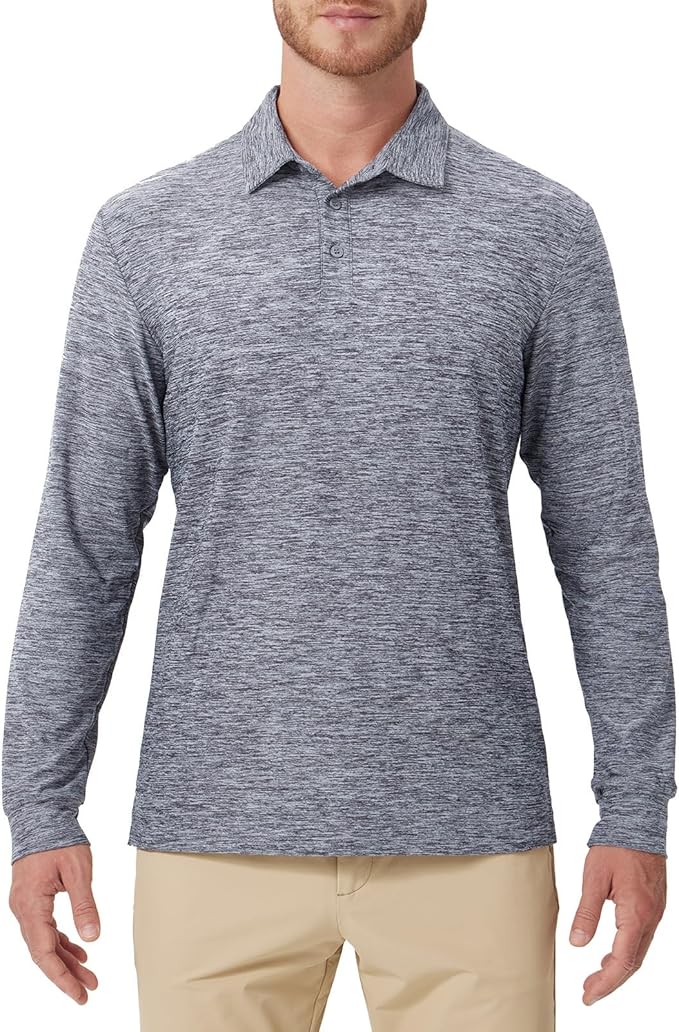 NAVISKIN Men's Polo Shirts Long Sleeve Golf Shirts with Collar UPF 50 SPF Shirt for Men Quick Dry Moisture Wicking
