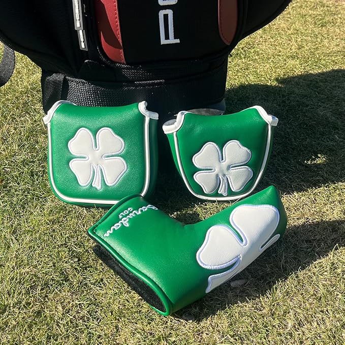 4 Leaf Clover Golf Mallet Putter Cover Headcover Club Protector Magnetic Clover for Odyssey 2ball,Red Oworks,Stroke Lab,Scotty Cameron,Taylormade Putters