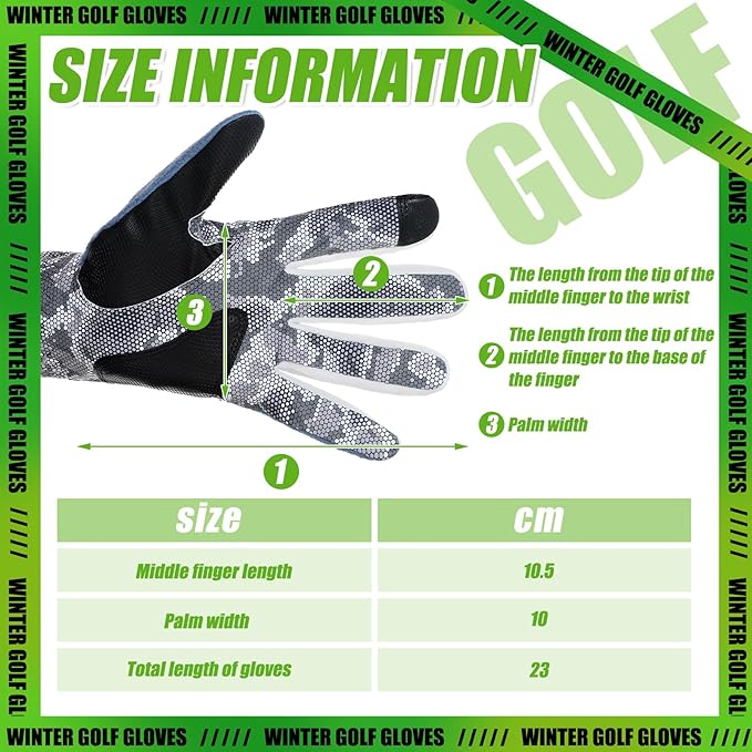Geyoga 2 Pairs Winter Golf Gloves for Men Cold Weather Rain Golf Glove Large Adjustable Windproof Waterproof Thermal Fleece Gloves for Winter Golfing