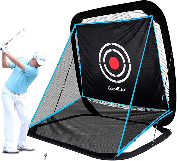 Gagalileo Golf Pop-Up Hitting Cage: 8x7x7FT Practice Net with Target Portable Backyard Garage Training for Driving Chipping Swing Beginners & Golf Enthusiasts