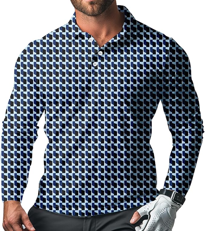 Men's Long Sleeve Golf Shirt Quick Dry 3 Button Work Fishing Outdoor Casual Collar Shirt
