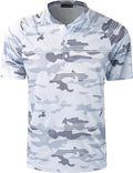 TAPULCO Mens Collarless Golf Shirts Short Sleeve Dry Fit Stretch Casual Breathable Lightweight Tshirts