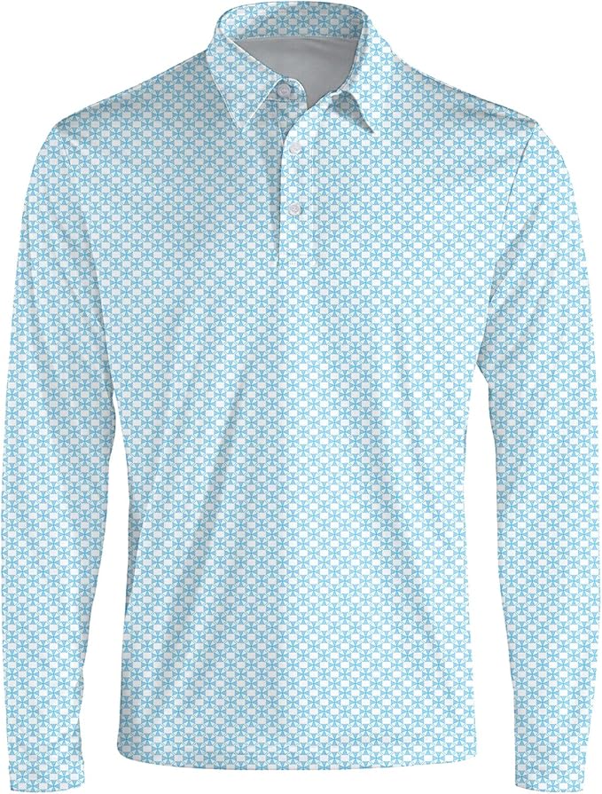 Men's Long Sleeve Golf Shirt Quick Dry 3 Button Work Fishing Outdoor Casual Collar Shirt