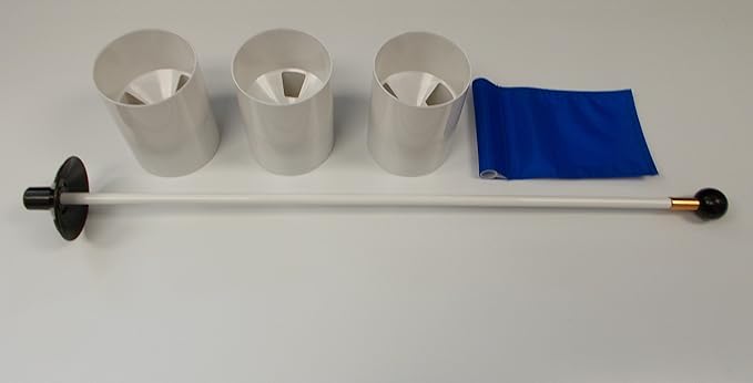 ShopTJB Golf Practice Putting Green - Natural or Synthetic - Accessory Kit - (3) Aluminum 6" Deep Regulation Cups + (1) Blue Jr Flag + (1) 30" Fiberglass Pin Marker with Ball Lifter Disk