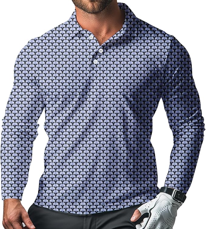 Men's Long Sleeve Golf Shirt Quick Dry 3 Button Work Fishing Outdoor Casual Collar Shirt