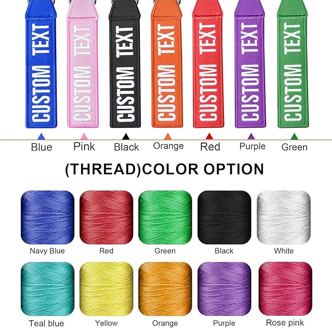 Personalized Keychain Tags, Double-Sided Embroidery Text Number Tag, ID Identifiers Labels with Clip for Women Men Travel Bag Suitcase Backpacks Keys, Baggage Tags to Quickly Spot Luggage Suitcase