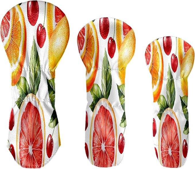 Funny Butterfly Colorful Golf Head Covers for Driver, Fairway, Hybrid & 3 Wood Premium PU Leather with Soft Velvet Lining Waterproof & Scratch-Resistant Unique Golf Gift for Men & Women