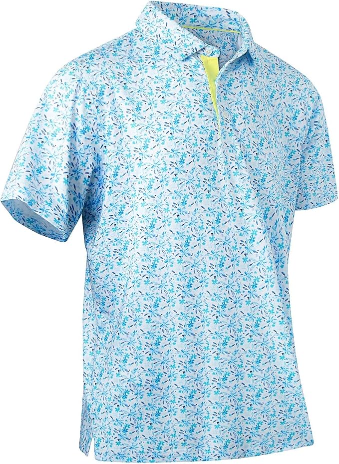 Mens Golf Shirts Quick Dry Moisture Wicking Casual Short Sleeve Performance Athletic Print Collared Stylish Men Polo Shirt