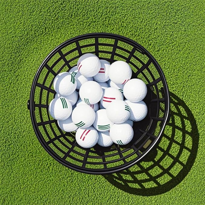ZLY Golf Ball Basket,Golf Ball Container Ball Bucket with Handle,Holds 50 Balls,Plastic Balls Holder,Black (Holds 50 Balls)