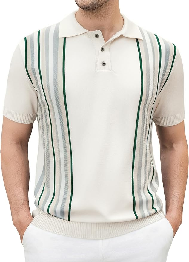 Esabel.C Golf Shirts for Men Dry Fit Performance Short Sleeve Print Moisture Wicking Collared Shirt