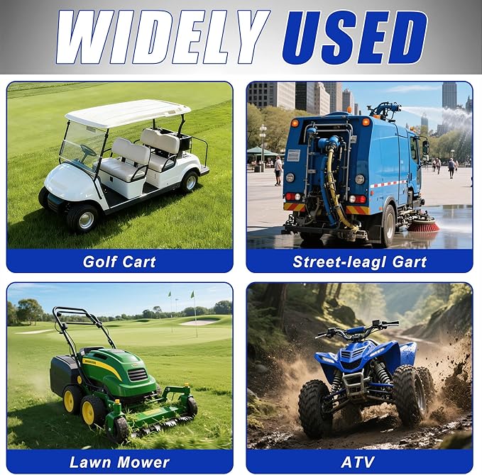 48V Lithium Battery Golf Cart Batteries Kit Built-in 200A BMS Steel Casing 48V 100Ah LiFePO4 Battery 10000 Cycles with 18A Charger Bluetooth Touch Display & APP Max 10.24kW Power Output for Golf Cart