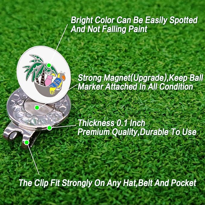 FINGER TEN Golf Ball Marker with Hat Clip Markers Assorted Patterns Value Gift Set Mark Golf Divot Tool Accessories for Men Women Kids