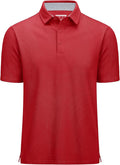 MAGCOMSEN Men's Polo Shirts Short Sleeve Cotton Pique 3 Button Classic Fit Casual T-Shirt Performance Golf Shirts